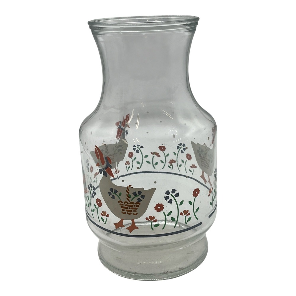 Vtg 1987 Anchor Hocking‎ Clear Glass Goose Carafe Country Farmhouse Cottagecore